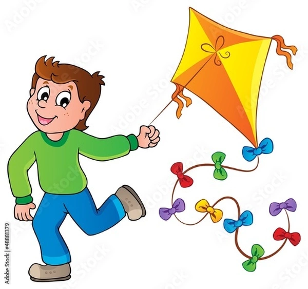 Obraz Running boy with kite