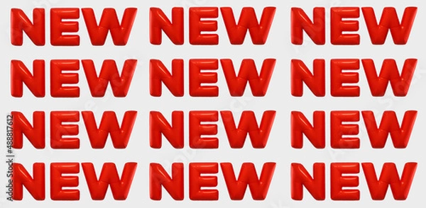 Fototapeta New isolated red balloon typography campaign greeting in white background. 3D rendering