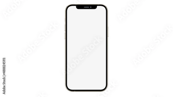 Obraz iPhone 12 pro / pro max on isolated white background. White mockup screen. Gold color.