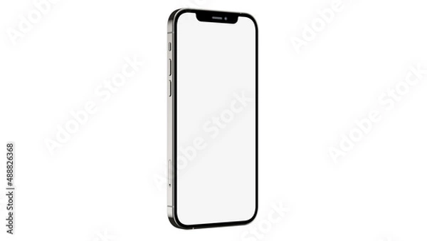 Obraz iPhone 12 pro / pro max on isolated white background. White mockup screen. Graphite color.