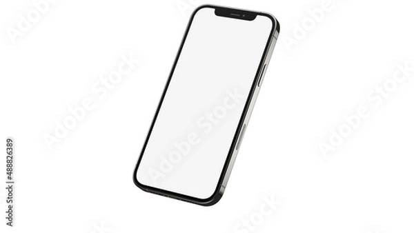 Obraz iPhone 12 pro / pro max on isolated white background. White mockup screen. Graphite color.
