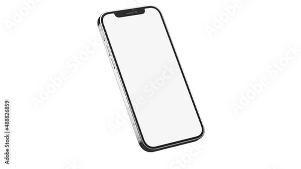 Obraz iPhone 12 pro / pro max on isolated white background. White mockup screen. Silver color.