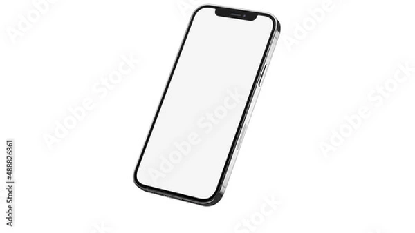 Obraz iPhone 12 pro / pro max on isolated white background. White mockup screen. Silver color.