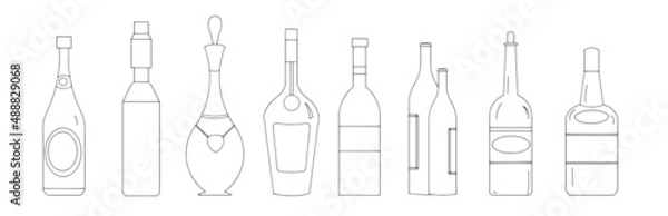 Obraz Set of vine bottles.