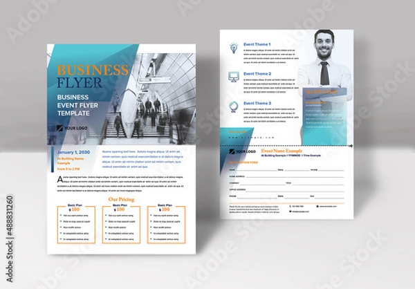 Fototapeta Business Event Flyer with Registration Form