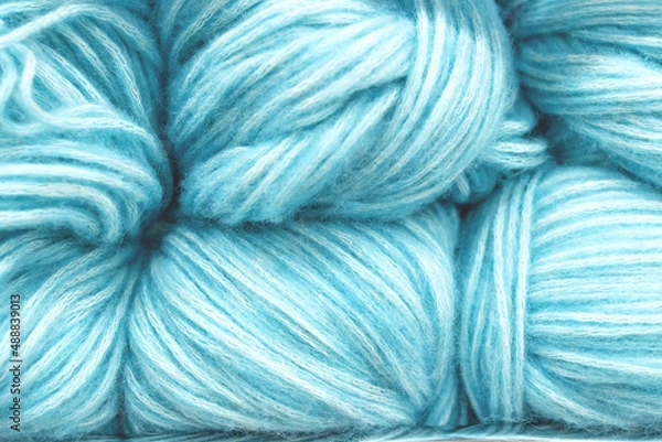 Obraz Beautiful blue wool yarn for background