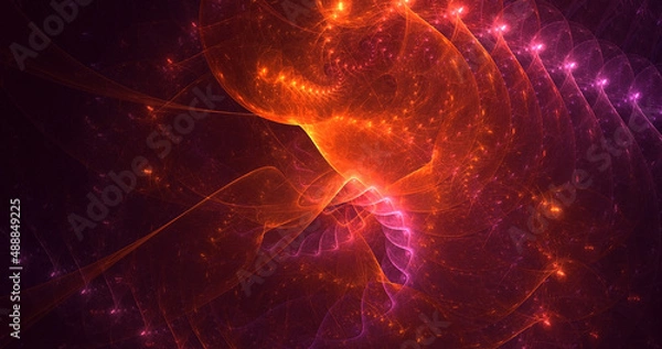 Fototapeta 3D rendering abstract fractal light background