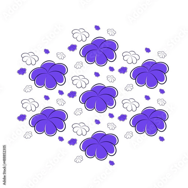 Fototapeta Vector spring pattern with purple flowers