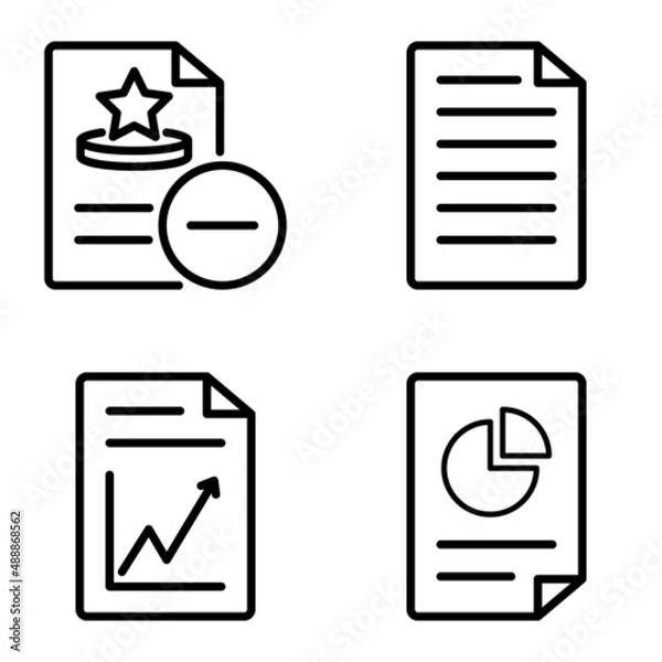 Fototapeta Docs1-2 Flat Icon Set Isolated On White Background