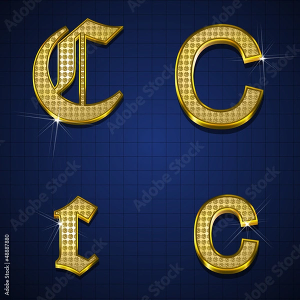 Obraz Luxurious alphabets designed with gold diamonds