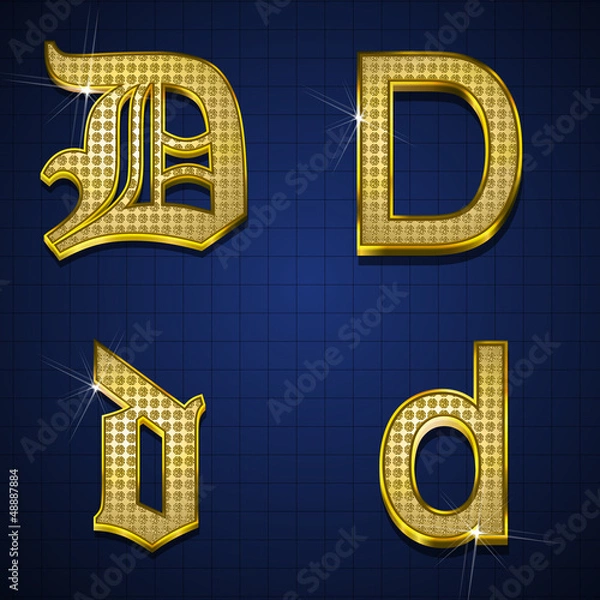 Obraz Luxurious alphabets designed with gold diamonds