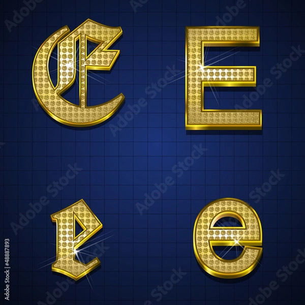 Obraz Luxurious alphabets designed with gold diamonds