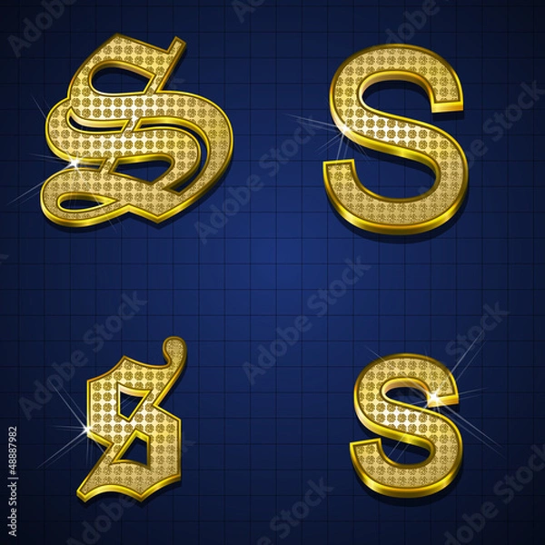 Obraz Luxurious alphabets designed with gold diamonds