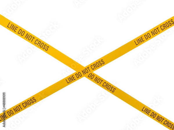 Fototapeta Two crossed ribbons with the inscription LINE DO NOT CROSS on a white clipping background