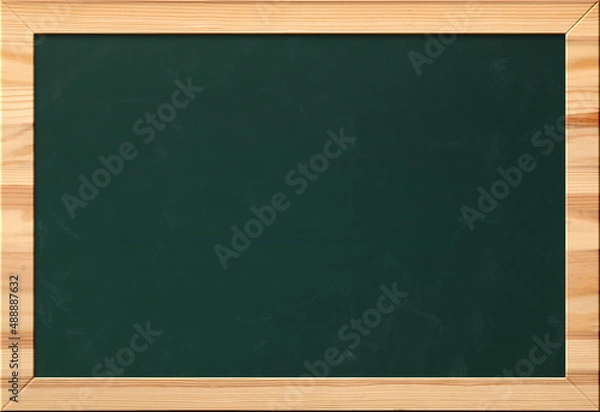 Fototapeta Empty green chalkboard as background. School time