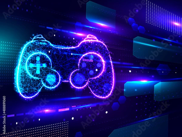 Obraz 2d illustration game joystick in digital background