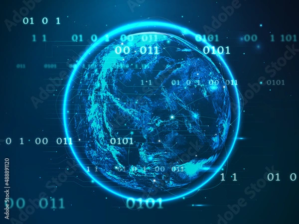 Fototapeta 2d illustration global network digital background