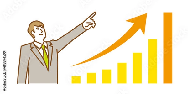 Obraz 高い目標を掲げるスーツ姿の若い男性