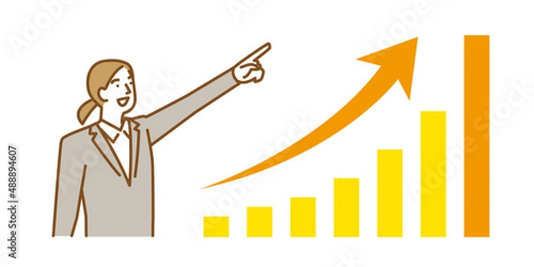 Obraz 高い目標を掲げるスーツ姿の若い女性