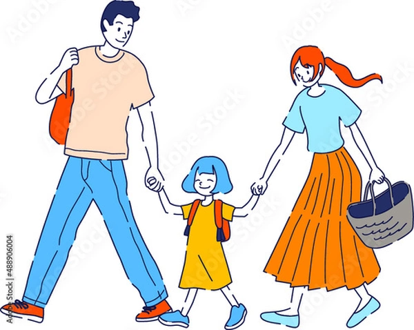 Obraz ピクニックに行く親子