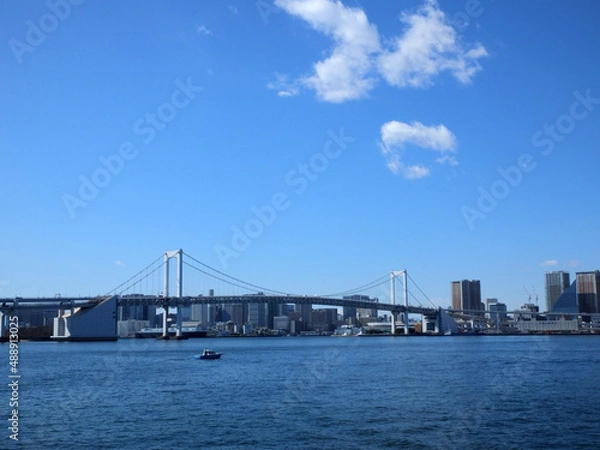 Obraz 豊洲から見たレインボーブリッジと青空
