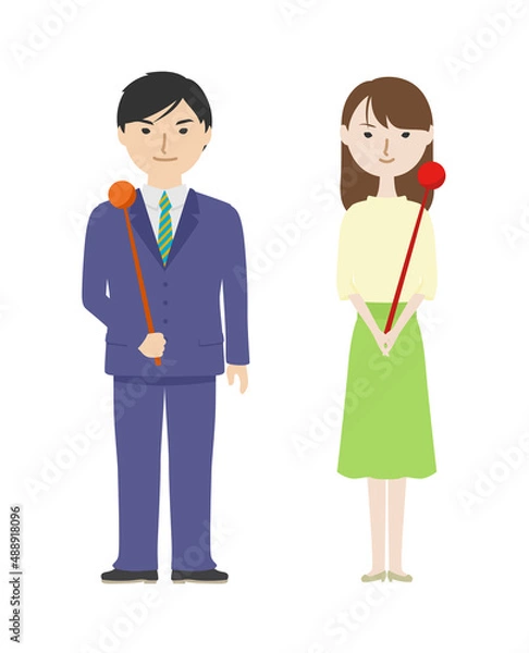 Obraz 指し棒を持っている気象予報士たち
