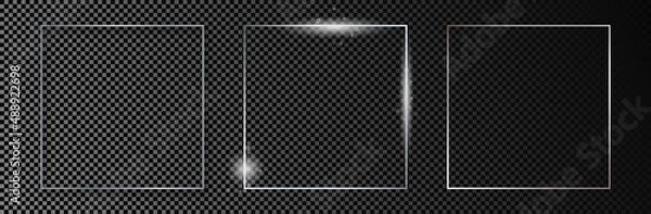Obraz Silver glowing square frame