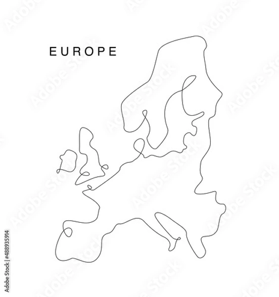 Fototapeta line art europa map. continuous line EU map. vector illustration. single line west states