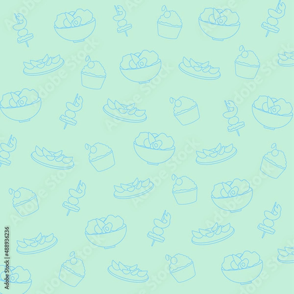 Obraz seamless pattern with line icons on blue background