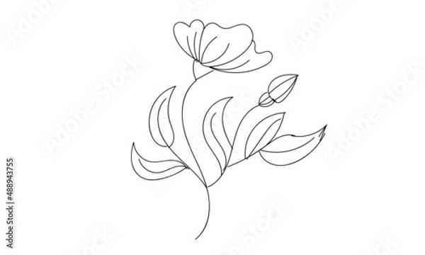 Fototapeta  Flower line art design for print or use as poster, card, flyer, Tattoo or T Shirt