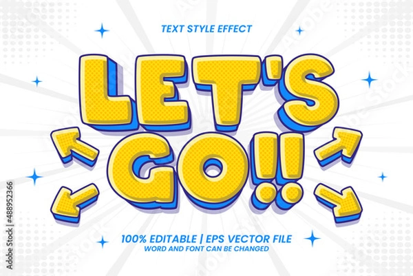 Obraz Let's Go 3D flat cartoon style editable text effect