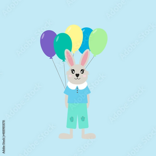 Fototapeta rabbit with balloons
