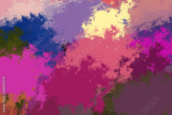 Fototapeta painting with dry brushes, chaotic strokes, multi-colored palette, background for the interior