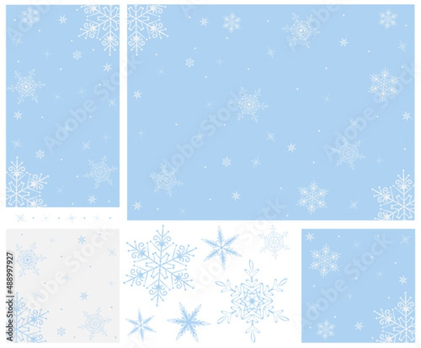 Fototapeta abstract snowflake drawing, blank template for a social network post, christmas card layout, background image, christmas illustration, desktop wallpaper, place for text