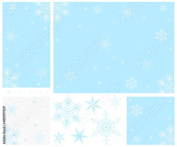 Fototapeta abstract snowflake drawing, blank template for a social network post, christmas card layout, background image, christmas illustration, desktop wallpaper, place for text