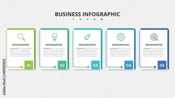 Fototapeta Presentation business infographic template with 5 options. Vector illustration.