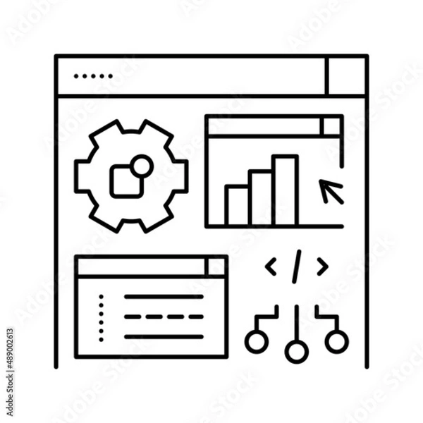 Fototapeta software erp line icon vector illustration