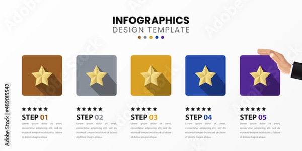 Fototapeta Infographic template with 5 options or steps. Rank
