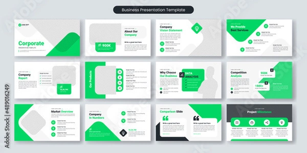 Fototapeta Creative business PowerPoint presentation slides template design. Use for modern keynote presentation background, brochure design, website slider, landing page, annual report, company profile
