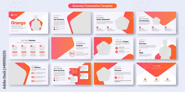 Fototapeta Creative business PowerPoint presentation slides template design. Use for modern keynote presentation background, brochure design, website slider, landing page, annual report, company profile