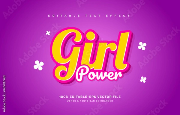 Fototapeta Girl power editable text effect template