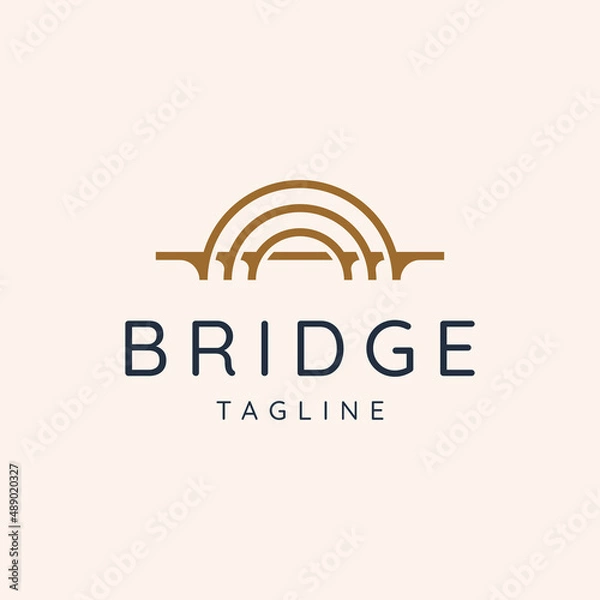 Fototapeta bridge logo vector icon illustration line outline monoline
