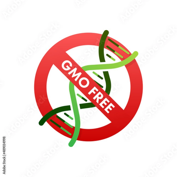 Fototapeta Green colored GMO free emblems, badge, logo, icon. Vector stock illustration.