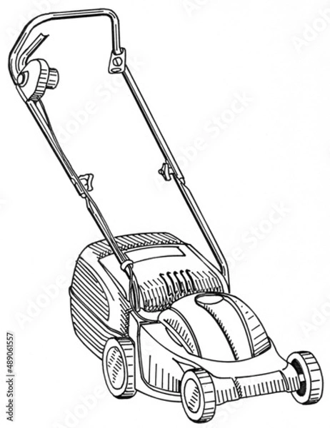 Obraz electric lawnmower on white background