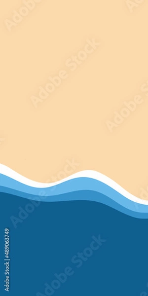 Fototapeta Abstract background of blue sea and summer beach for banner, invitation, poster or website design. Vector illustration in a flat style.