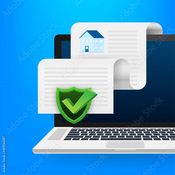 Fototapeta Home insurance policy services. Home safety security. Vector stock illustration.