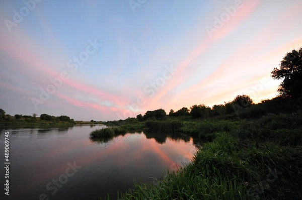Obraz Colorful sunset over the river Don