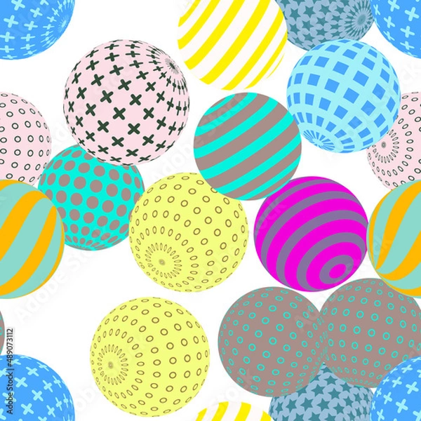 Fototapeta Retro 3d illustration of abstract balls, great design for any purpose. Modern poster for cover design. Vector seamless technology background. Background wall design.