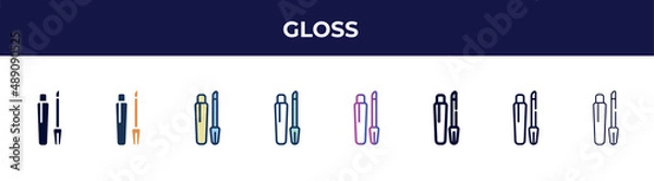Fototapeta gloss icon in 8 styles. line, filled, glyph, thin outline, colorful, stroke and gradient styles, gloss vector sign. symbol, logo illustration. different style icons set.