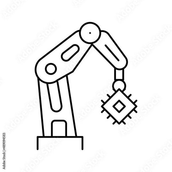 Obraz robotic arm semiconductor manufacturing line icon vector illustration